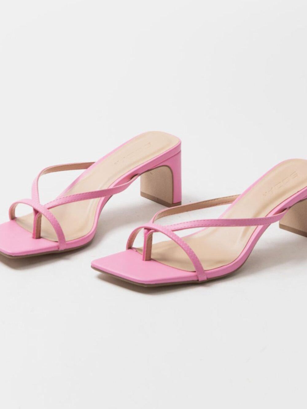 Pink soda strappy heeled sandals size 7